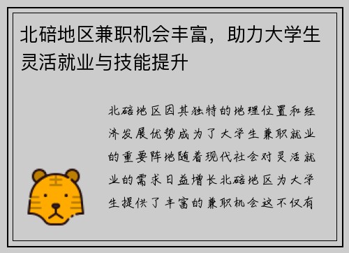 北碚地区兼职机会丰富，助力大学生灵活就业与技能提升